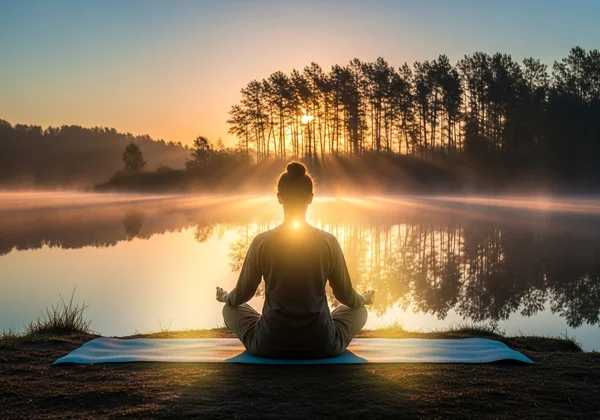 A person practicing self-care through calming activities