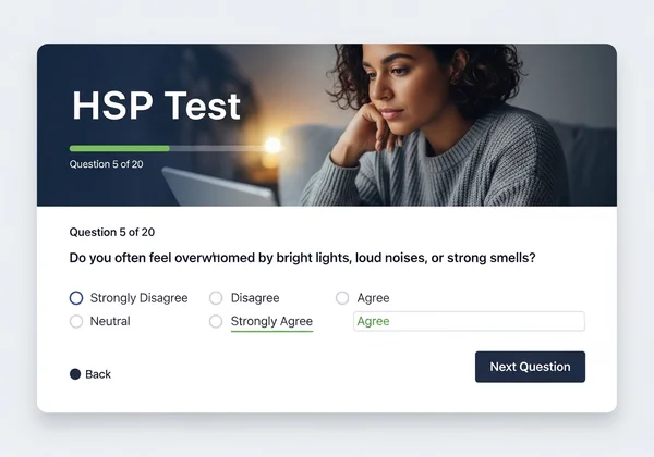 Person taking an online HSP test for self-discovery