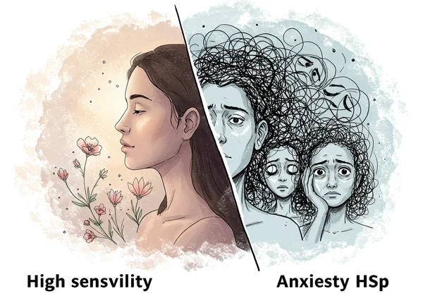Visual metaphor distinguishing HSP trait from anxiety disorder