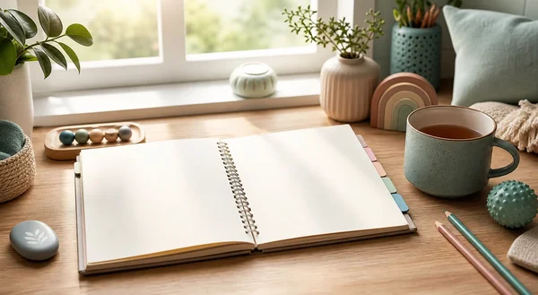 Calm notebook by a window